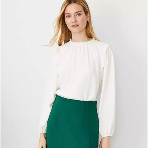 Anne Taylor Mixed Media Ruffle Blouse